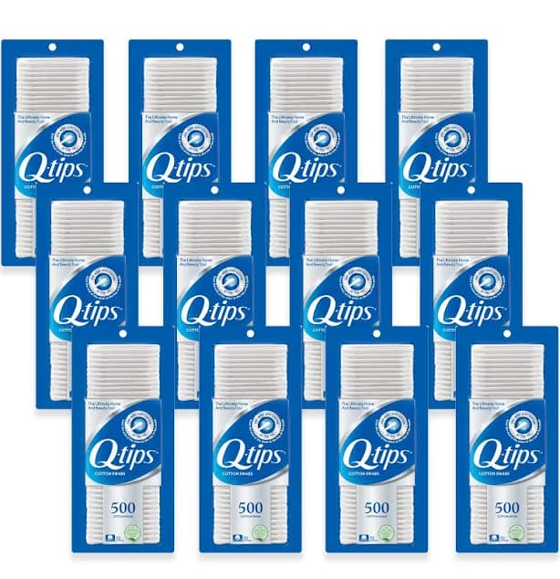 Q-tips Cotton Swabs For Hygiene and Beauty Care Original Cotton Swab Made With 100% Cotton 500 Count (Pack of 12)