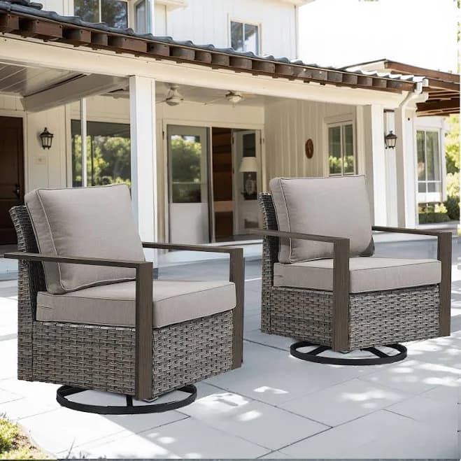 Outdoor Swivel Chair with Thick Cushion Swivel Chair Ottoman