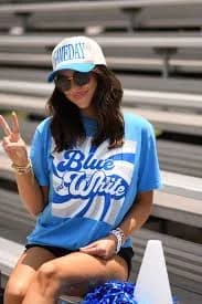 Blue and White Retro Graphic Tee