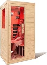 1350W Far Infrared Sauna Room for Home, Low EMF Fast Heating Canadian Hemlock Wood Sauna, Red Light Therapy, Bluetooth Speakers, Modular Design