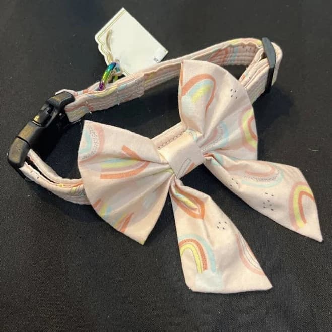 Pink Rainbow Dog Collar w/bow