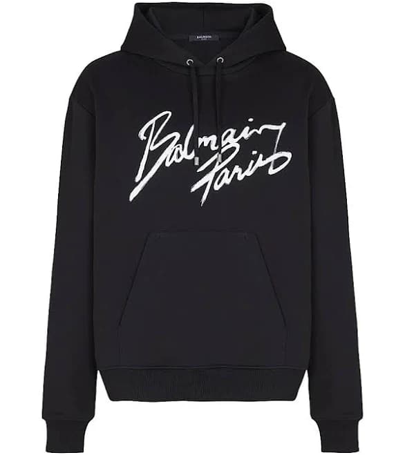 Balmain Men's Script Logo Hoodie