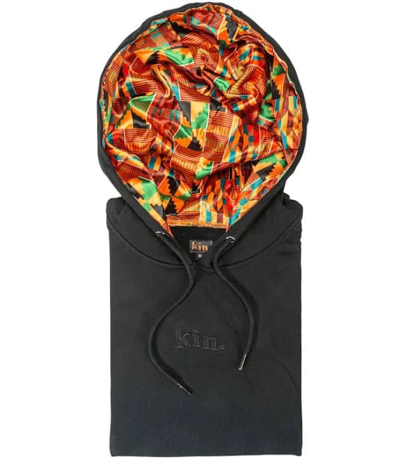 Kente Oversized Satin Lined Fleece Hoodie
