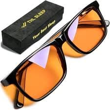 Blue Light Blocking Reading Glasses for Better Sleep - Amber Orange Computer Filter Anti Eye Strain - Square (Black +2.0) Wide Fit - by THL : Amazon.sg: Health, Household and Personal Care