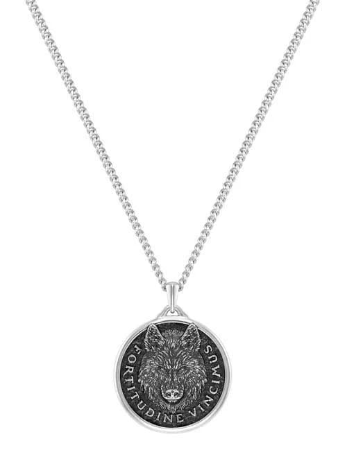 Vincero Men's Sterling Silver Wolf Pendant Necklace