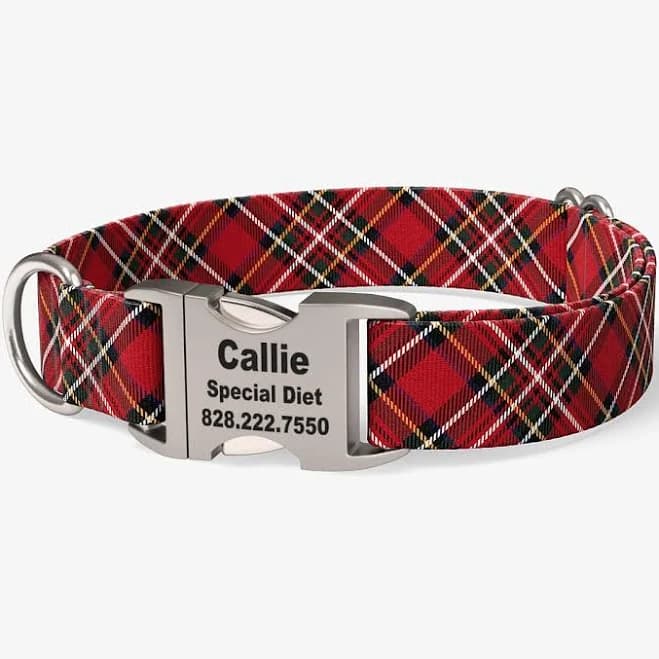If It Barks Personalized Barksbury Plaid Dog Collar