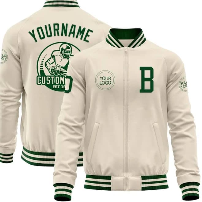 Varsity Letterman Bomber Zipper Jacket