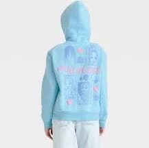 Disney Girls' Belle Tiana Rapunzel Front and Back Graphic Hoodie Pullover Sweatshirt, XL Plus - Blue