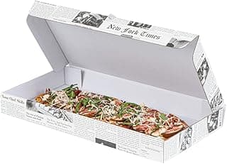 Restaurantware Small Pizza Box 50 Count 14 x 7 x 1.5 Inches Newsprint Rectangular Takeout Box Corrugated Hot Food Friendly Portable Paper Brown