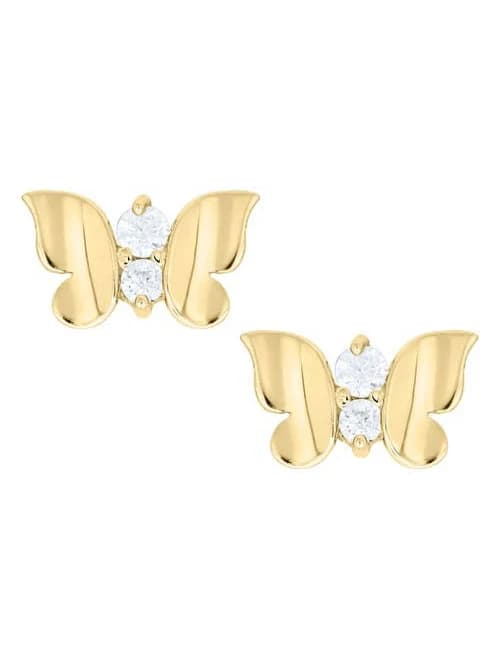 MIGNONETTE 14K Gold Butterfly Stud Earrings