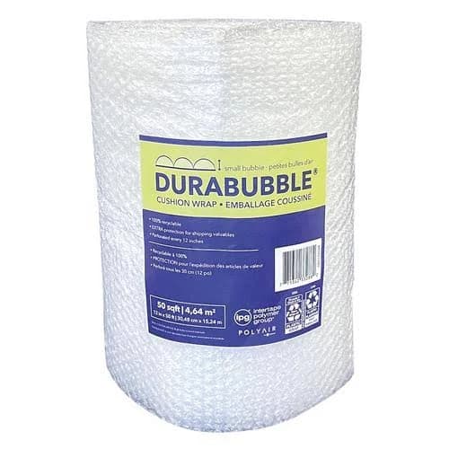 DURABUBBLE 12" x 50' Small Clear Bubble Cushion Wrap