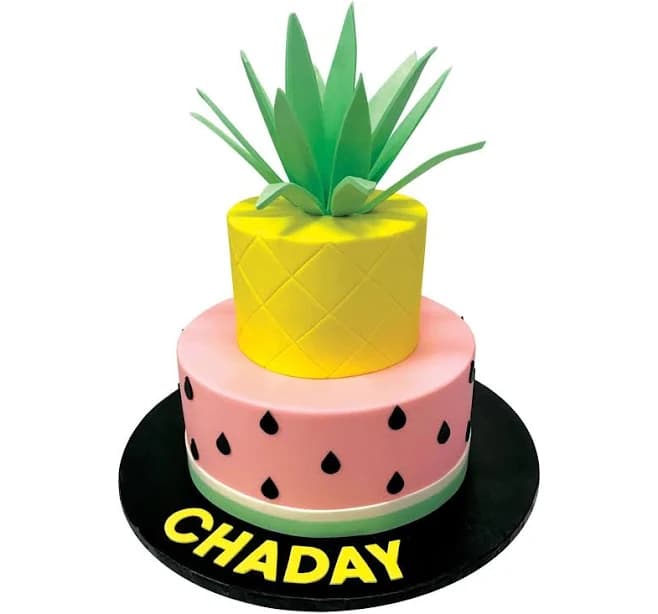 Fruit Basket Tier Cake w Cream