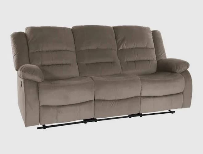 Reclining Sofa - Keamey Chocolate Polyester 78" Microfiber Manual Reclining Sofa | Fabric 78"W x 35"D x 40.5"H at Living Spaces