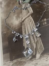 Art Deco Vintage Diamond Paste Round & Square Crystal Cased Pendant Collar Necklace - Etsy UK