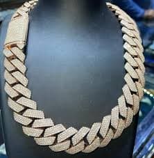Men's 30mm x 22" Long Miami Cuban $ Row Necklace Chain Silver Yellow Gold Plated | eBay