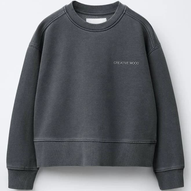 Zara Kids Washed Effect Text Sweatshirt