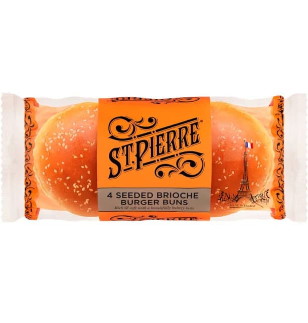 St. Pierre Brioche Sesame Seeded Burger Buns Regular 4 Count