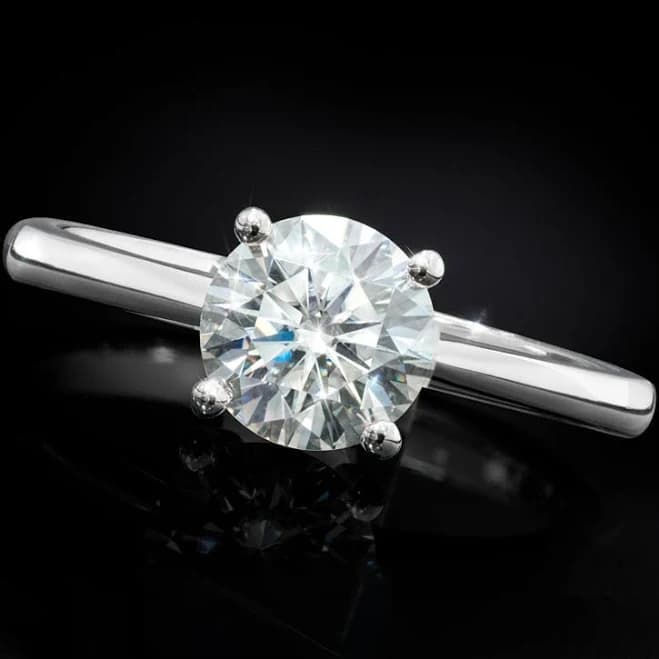 1 ct. Round Moissanite Solitaire Ring in .925 Sterling Silver