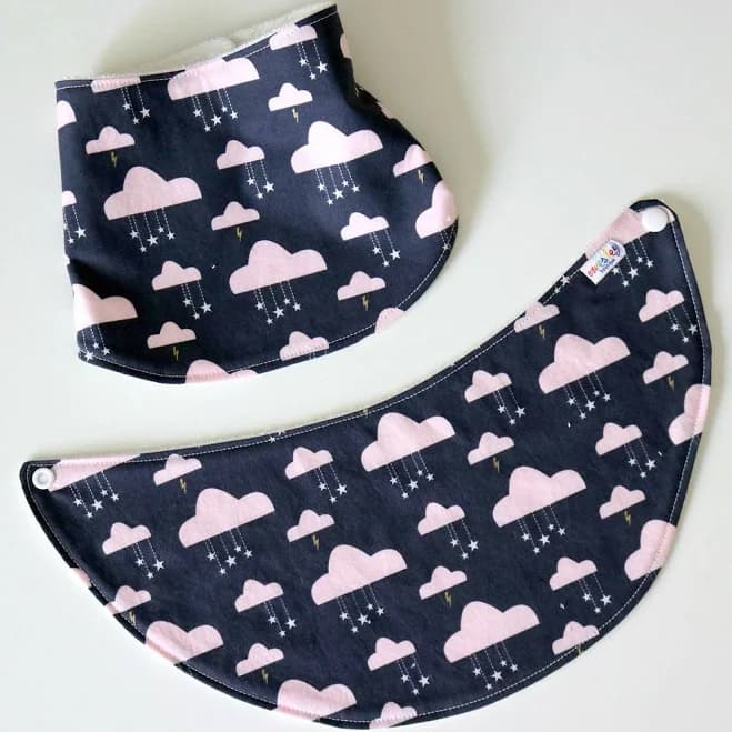 Baby Drool Bib, Pink Clouds, Dribble Bib Bandana Bib, Hipster Bib, Baby Essentials, Baby Gift, Boho Baby Bib