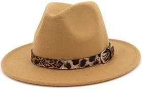 Jazzy Wool Fedora Hat with Leopard Print Belt Band