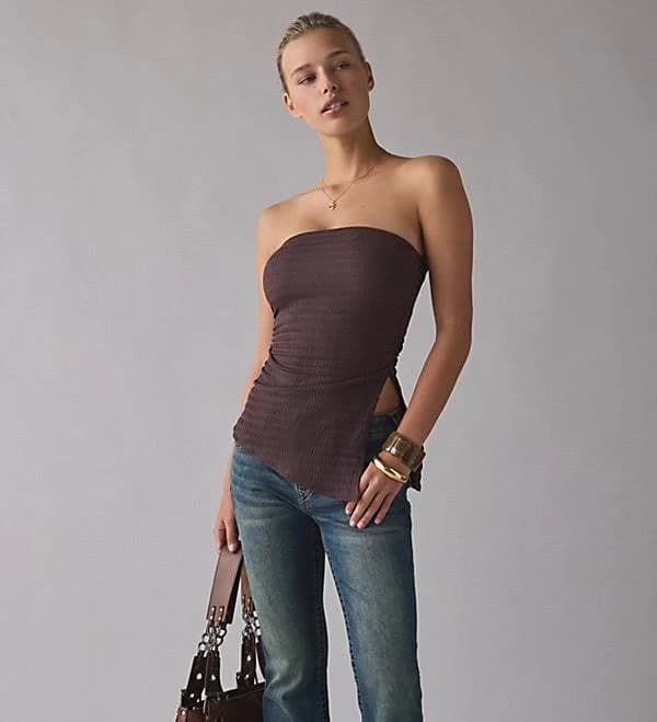 Uo Afterparty Asymmetric Side-Slit Flyaway Tube Top
