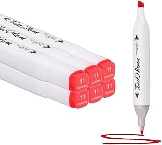 Dual Tip Alcohol Art Markers, 6 Pcs White Barrel Alcohol Markers with Brush Tip and Fine Tip for Illustration Artist Adult Coloring Drawing Permanent Sketching, Red
