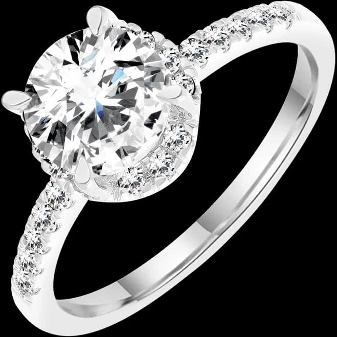 Brilliance Fine Jewelry 1.5 Carat Round Lab Grown Diamond Halo Bridal Ring in Sterling Silver
