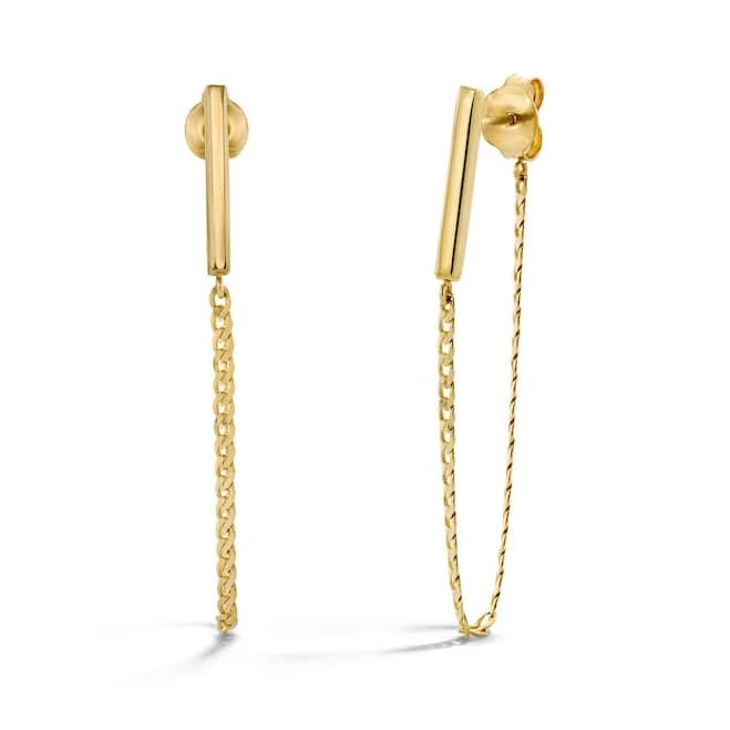 Zales 10K Gold Bar and Chain Drop Earrings