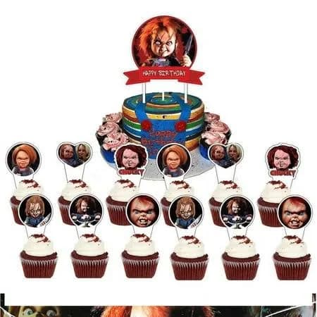 Chucky Cake Topper Cupcake Set Party Supplies Decoration Birthday Decor Kit
