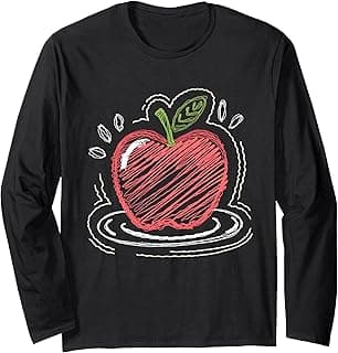 Red Apple Design For Men Women Kids Adult Apple Fruit Long Sleeve T-Shirt