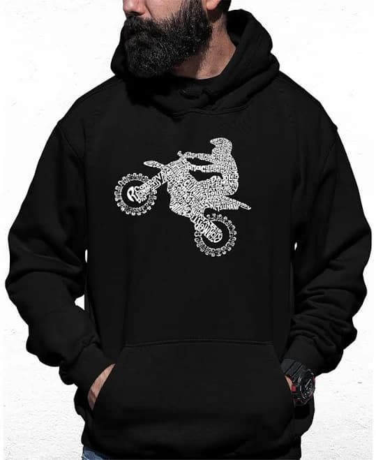 La Pop Art Men's Freestyle Motocross Word Art Hooded Sweatshirt