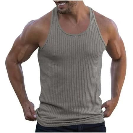 Cheeream Men's Ribbed Knit Sleeveless Tank Tops