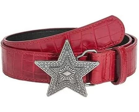 NOBRAND Red Cowgirls Belt for Women Men Star Buckle Leather Belts Cowboys Jeans Ladies Belt Y2K Style, Women's, Size: 105cm