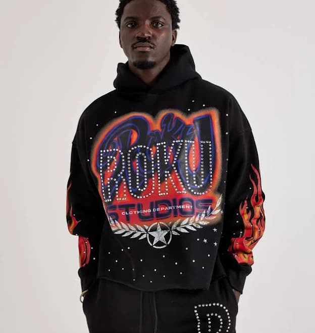 Roku Studio Men's Airbrush Flame Fleece Hoodie