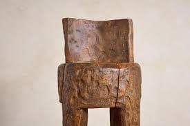 French Brutalist Carved Bar Stools - Set of 4 For Sale at 1stDibs