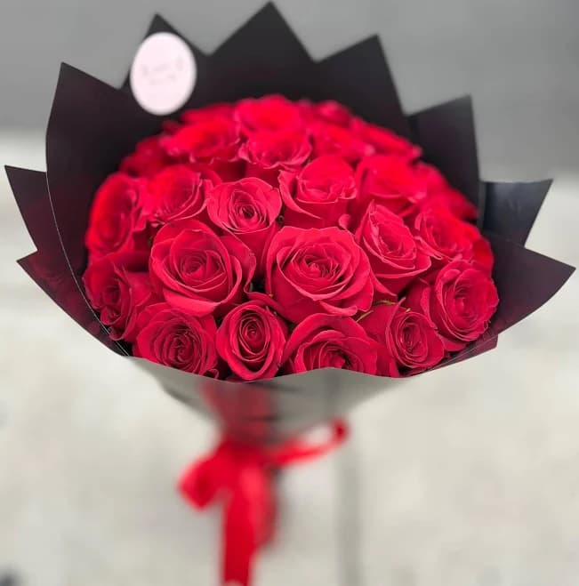 Red Roses in Black Wrapping