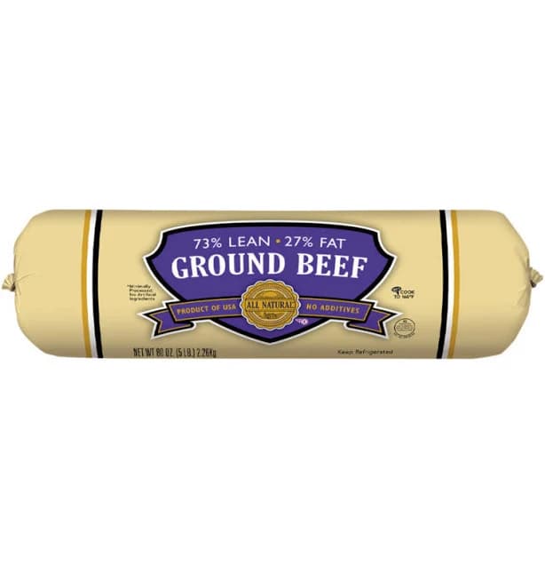 Fresh 73% Lean 27% Fat Ground Beef Roll, 5 lb