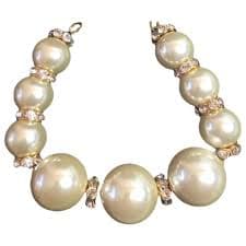 Dolce & Gabbana White Pearl Resin Rhinestone Necklace