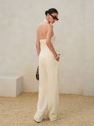 Halter Neck Buttoned Vest | COMMENSE