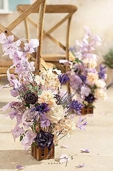 Amazon.com: Ling's Moment 17.5" Tall Standing Artificial Flowers Arrangements 4 pcs Wedding Aisle Runner Chair Decorations French Lavender Plum Centerpieces Ceremony Reception Rose Floral Party Outdoor : Home & Kitchen
