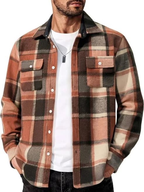 COOFANDY Men's Long Sleeve Plaid Flannel Shirt