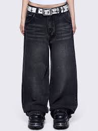 Black Baggy Jeans with Wings Graphic Back | Minga London – Minga London US
