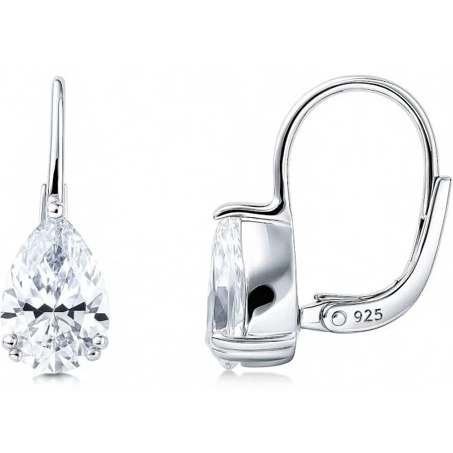 BERRICLE Women's Sterling Silver Pear Cut Cubic Zirconia Solitaire Earrings