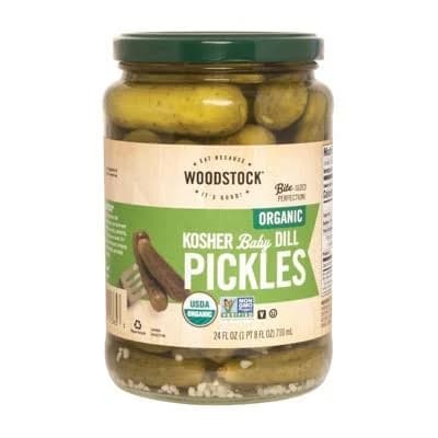 Woodstock Organic Kosher Baby Dill Pickles - Case of 6 - 24 fl oz