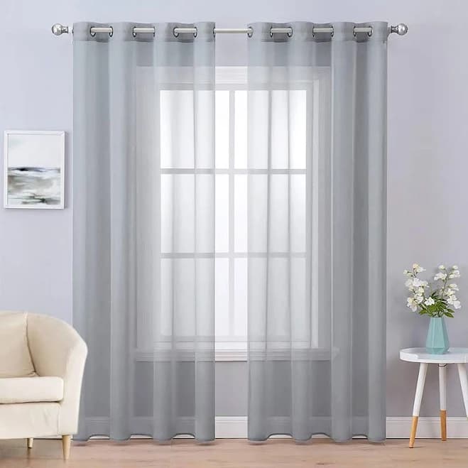 MIULEE 2 Panels Solid Color Sheer Window Curtains Elegant Window Voile Panels/Drapes/Treatment for Bedroom Living Room