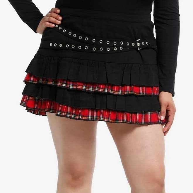 Plus Size Social Collision Plaid Mini Skirt
