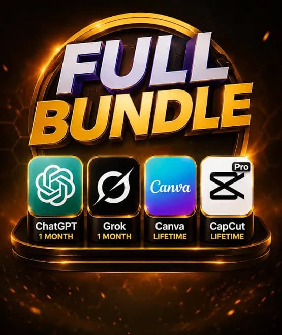 Full Premium Bundle | ChatGPT + Grok 1 Month | Canva Pro Lifetime | CapCut Lifetime