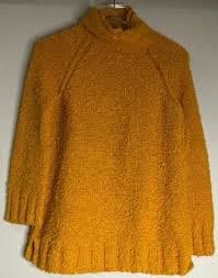 Moth Anthropologie Size S Juliette Bright Yellow Chunky Knit Turtleneck Sweater
