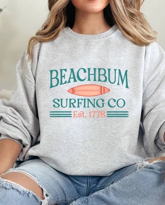 Beachbum Surfing Co. Graphic Crewneck
