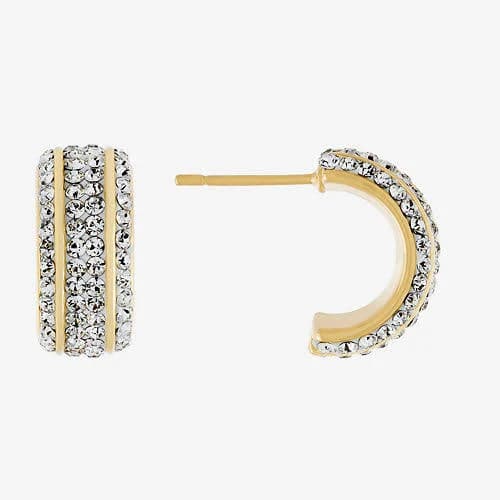 Sparkle Allure Huggie Earrings in 24K Gold Over Brass